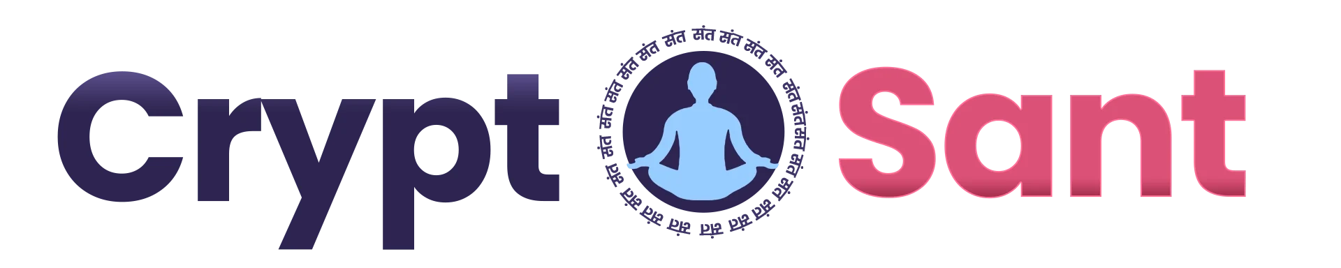 CryptoSant icon depicting a light blue meditative figure in a lotus position, surrounded by a circular border with repeating 'संत' in Devanagari script, representing mindfulness in cryptocurrency.